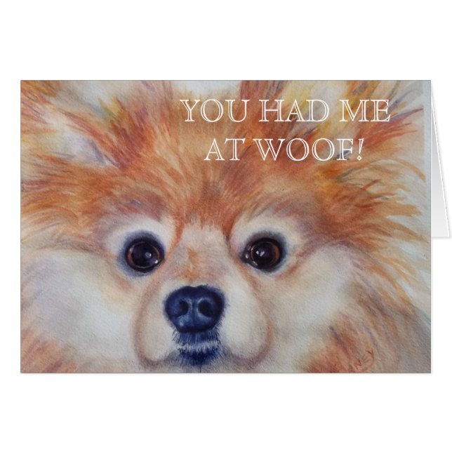 CUTE GOLDEN POMERANIAN HÄLSNINGSKORT (Framsidan Horizontal)