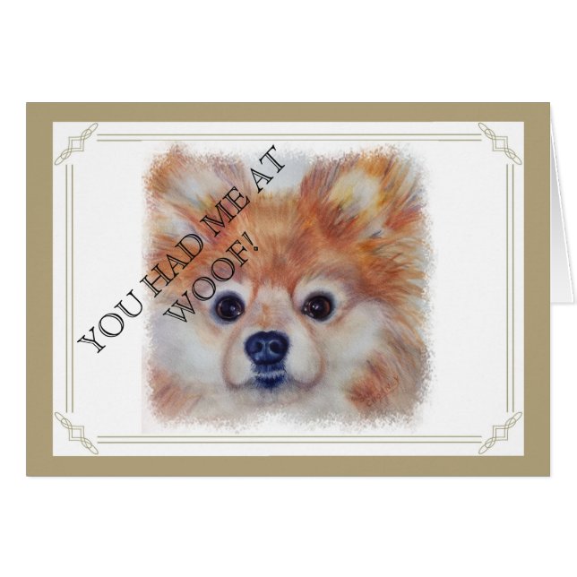 CUTE GOLDEN POMERANIAN HÄLSNINGSKORT (Framsidan Horizontal)