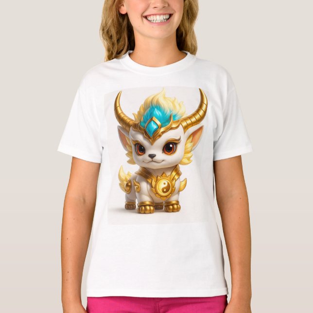 Cute Golden Ram Fantasy T-Shirt – Adorable Mythica (Framsida)