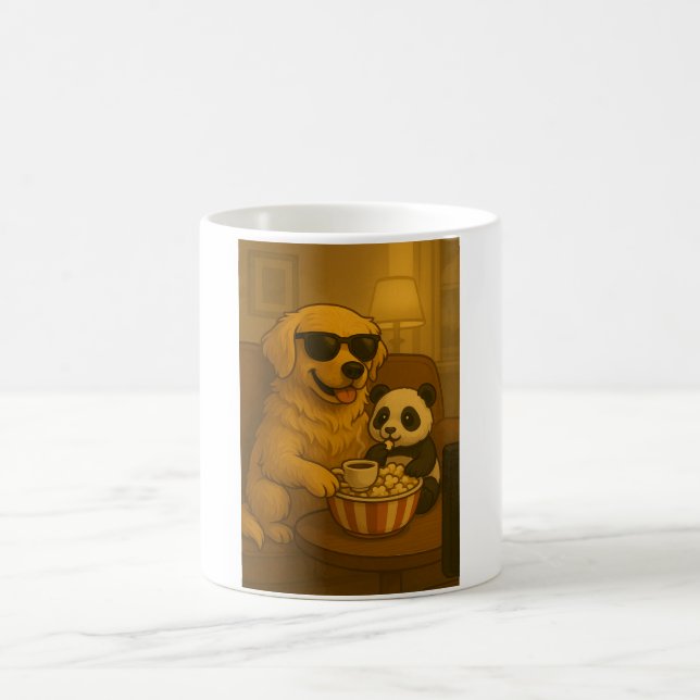 Cute Golden Retriever and Panda Kaffemugg (Center)