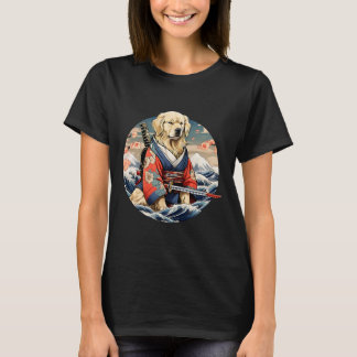 Cute Golden Retriever as Samurai vintages Japanska T Shirt