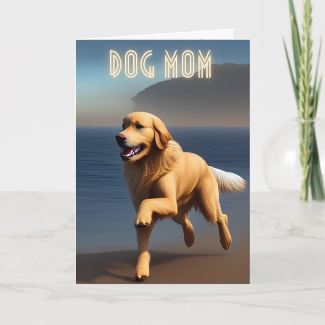 Cute Golden Retriever Beach Hund Mamma Kort (Framsida)