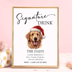 Cute Golden Retriever Bröllop Namnteckning Drink-t Poster