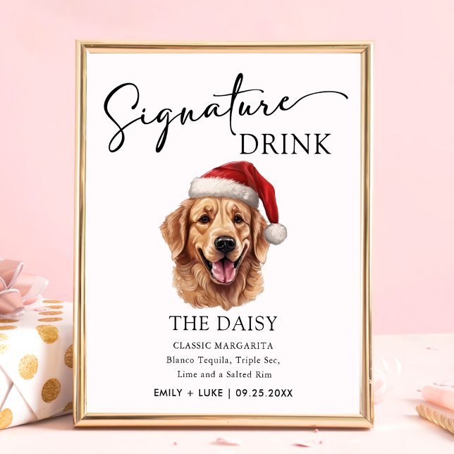 Cute Golden Retriever Bröllop Namnteckning Drink-t Poster (Skapare uppladdad)