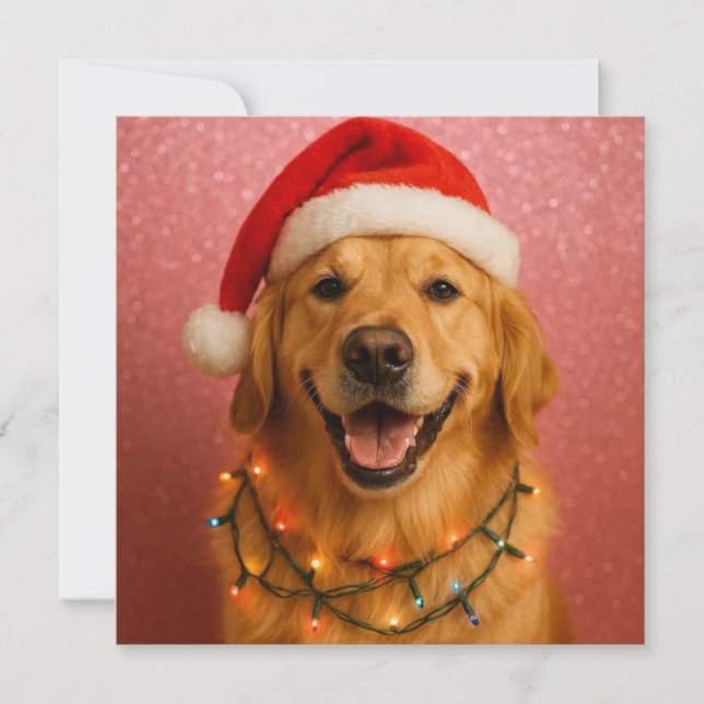 Cute Golden Retriever Christmas Card. Julkort (Framsida)