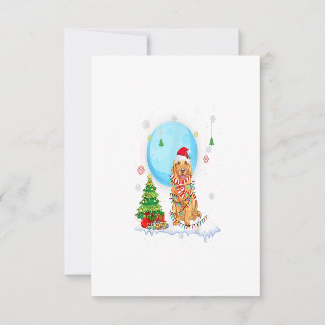 Cute Golden Retriever Christmas Dog Light Tree OSA Kort (Framsida)