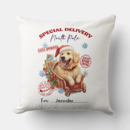 Cute Golden Retriever Christmas Throw Pillow Kudde