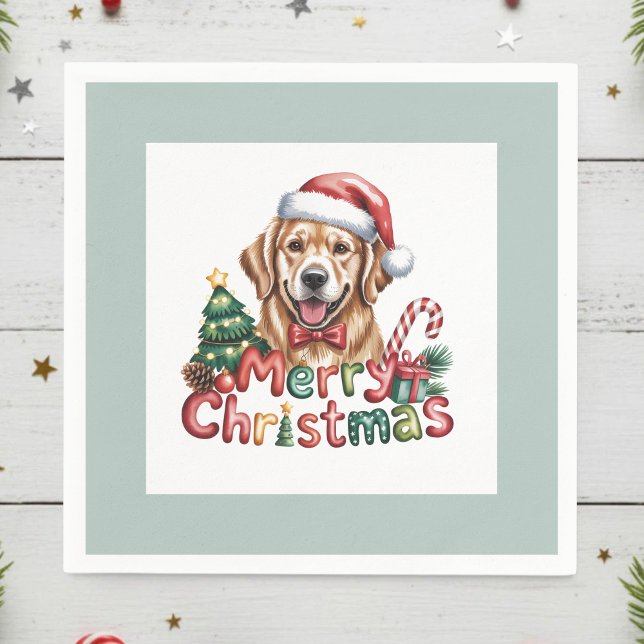 Cute Golden Retriever Dog Christmas Pappersservett (Skapare uppladdad)