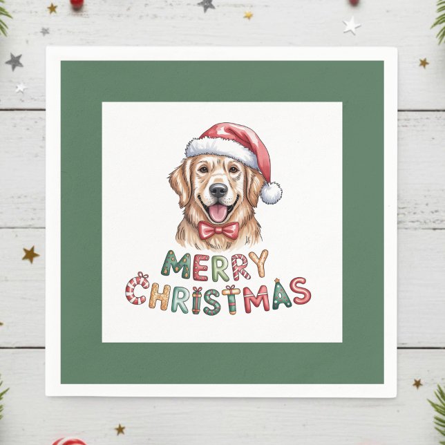 Cute Golden Retriever Dog Christmas Pappersservett (Skapare uppladdad)