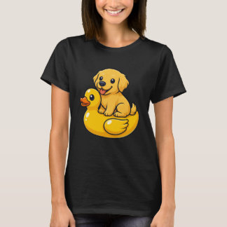 Cute Golden Retriever Dog Rubber Duck T Shirt