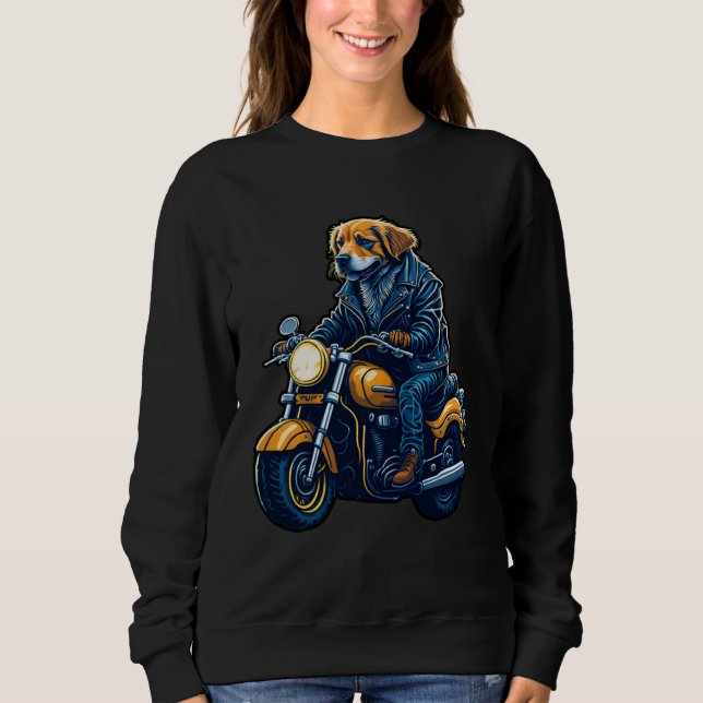 Cute golden retriever drives motorcycle at Christm T Shirt (Framsida)