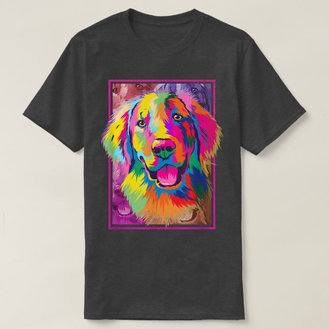 Cute Golden Retriever Hund älskare Pop Art Golden  T Shirt (Design framsida)