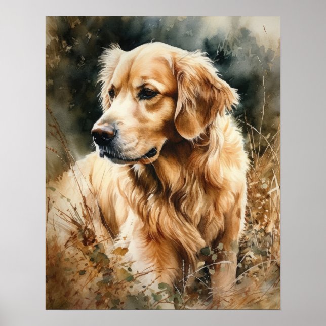 Cute Golden Retriever Hund Art Print Poster (Framsidan)