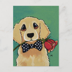 Cute Golden Retriever   Hund Art-vykort Vykort