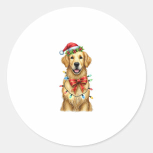 Cute Golden Retriever Hund Coquette Bow Jul M Runt Klistermärke