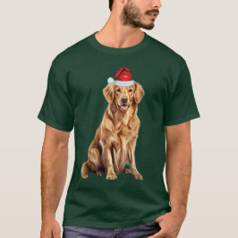 Cute Golden Retriever Hund - jultomten T Shirt