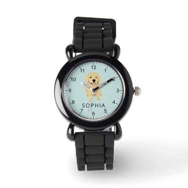Cute Golden Retriever Hund Kids Armbandsur (Framsida)
