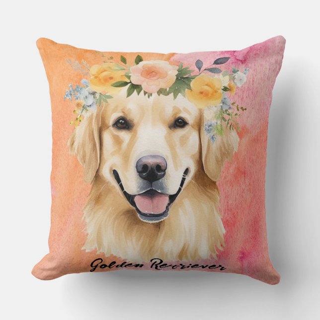 Cute Golden Retriever Hund Kudde (Framsida)