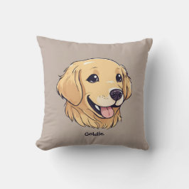 Cute Golden Retriever Hund med Namn Kudde