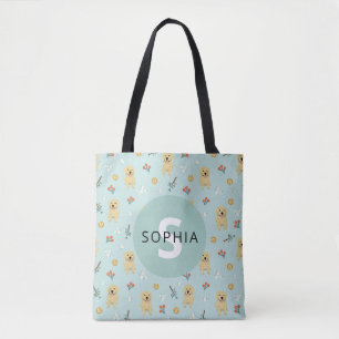 Cute Golden Retriever Hund Monogram Tygkasse