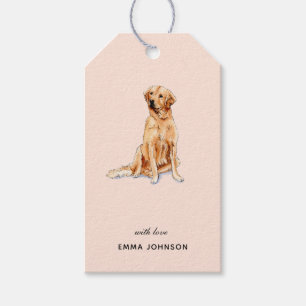 Cute Golden Retriever hund på rosa Gift Märkres Presentetikett