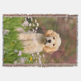 Cute Golden Retriever Hund Puppy, Mysigt Blanket Filt