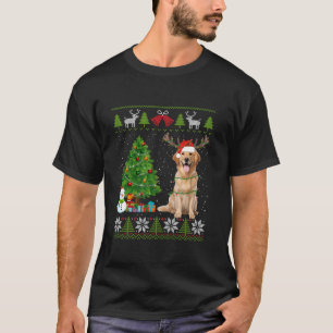 Cute Golden Retriever Hund Santa Hat Ugly Sweater T Shirt