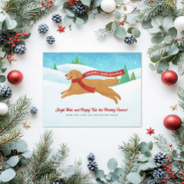 Cute Golden Retriever Hund Snö jul Helg Vykort