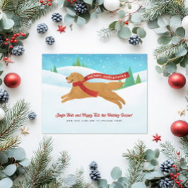 Cute Golden Retriever Hund Snö jul Julkort