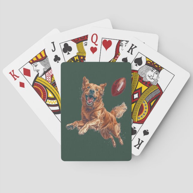 Cute Golden Retriever Hund spelar fotboll Casinokort (Baksidan)