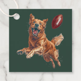 Cute Golden Retriever Hund spelar fotboll Gåvor Etiketter