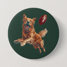 Cute Golden Retriever Hund spelar fotboll Knapp