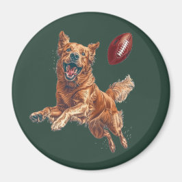 Cute Golden Retriever Hund spelar fotboll Magnet