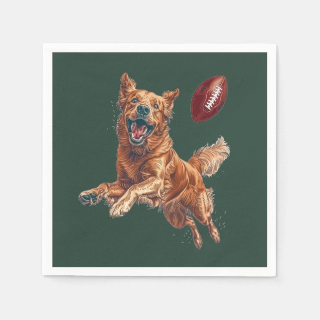 Cute Golden Retriever Hund spelar fotboll Pappersservett (Framsidan)
