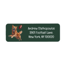Cute Golden Retriever Hund spelar fotboll Returadress Etikett