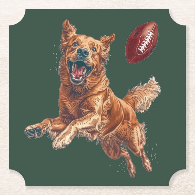 Cute Golden Retriever Hund spelar fotboll Underlägg Papper (Framsida)