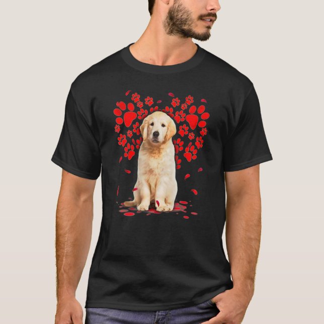 Cute Golden Retriever Hund Valentine Heart Tass Sw T Shirt (Framsida)