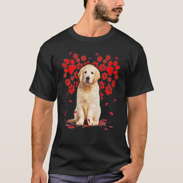 Cute Golden Retriever Hund Valentine Heart Tass -  T Shirt (Framsida)