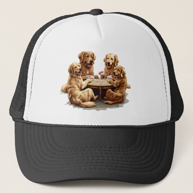 Cute Golden Retriever Hundar, uppspelningskort Keps (Framsida)