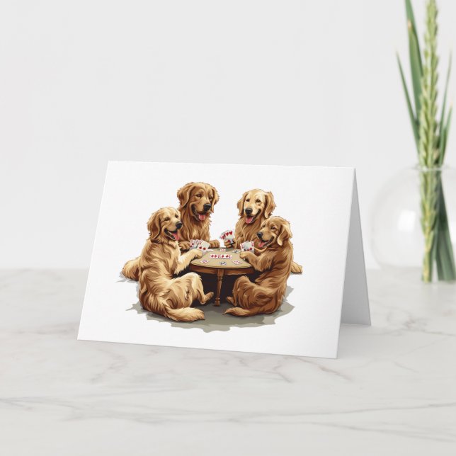 Cute Golden Retriever Hundar, uppspelningskort Kort (Framsida)