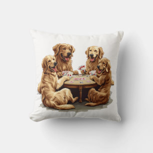 Cute Golden Retriever Hundar, uppspelningskort Kudde