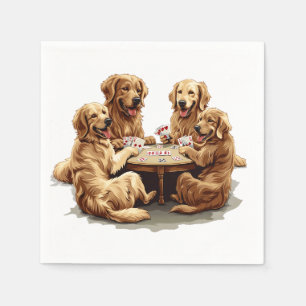 Cute Golden Retriever Hundar, uppspelningskort Pappersservett