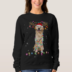 Cute Golden Retriever jul Ljus Reindeer Pa T Shirt