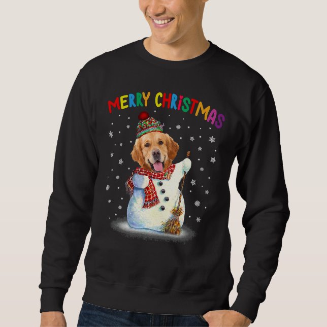 Cute Golden Retriever jul Pajama Lång Ärmad Tröja (Framsida)