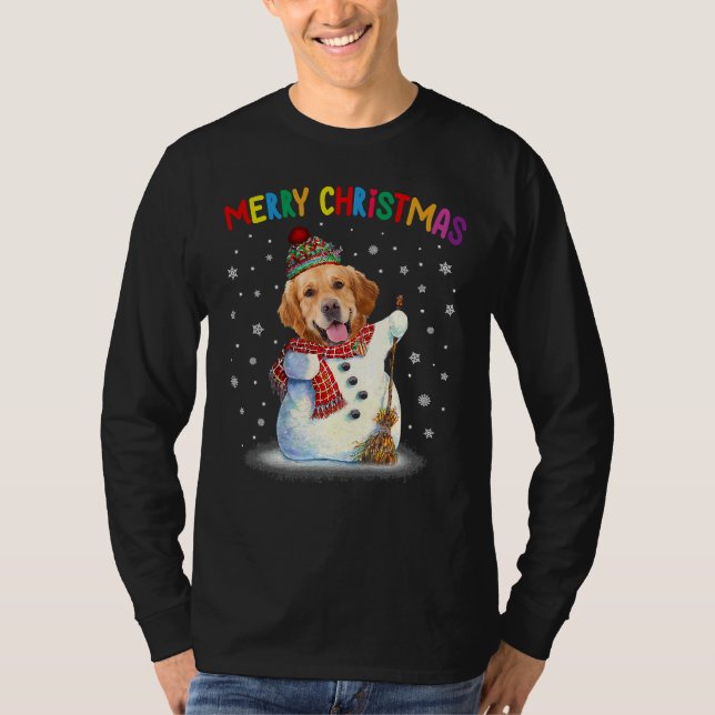 Cute Golden Retriever jul Pajama T Shirt (Framsida)