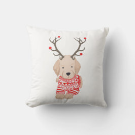 Cute Golden Retriever Julsötare Antlers Kudde