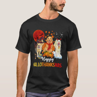 Cute Golden Retriever Lycklig Hallothanksmas Hallo T Shirt