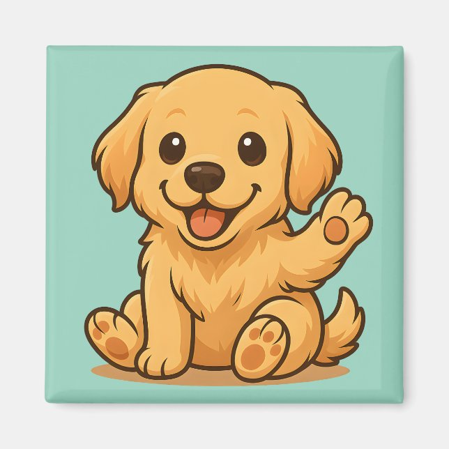 Cute Golden Retriever Magnet Fridge Kitchen Decor (Framsidan)