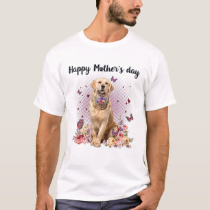 Cute Golden Retriever Mamma Flower Lycklig Mor Da T Shirt