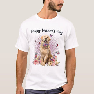 Cute Golden Retriever Mamma Flower Lycklig Mor Da T Shirt